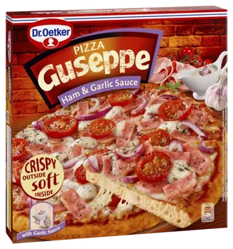 Dr. Oetker Pica Guseppe ar šķiņķi un ķiploku mērci, ātri sasaldēta.