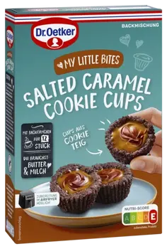 Dr. Oetker Miltu maisījums tumšo smilšu mīklas groziņu ar šokolādes un sāļās karameles pildījumu pagatavošanai