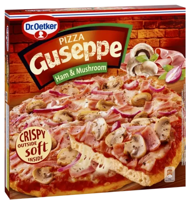 Dr. Oetker Pica Guseppe ar šķiņķi un sēnēm, ātri sasaldēta.