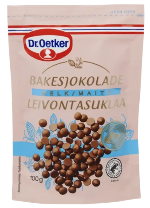 Dr. Oetker Piena šokolādes gabaliņi cepšanai 100g
