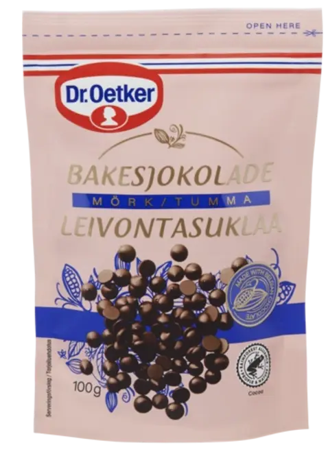 Dr. Oetker Tumšās šokolādes gabaliņi cepšanai 100g