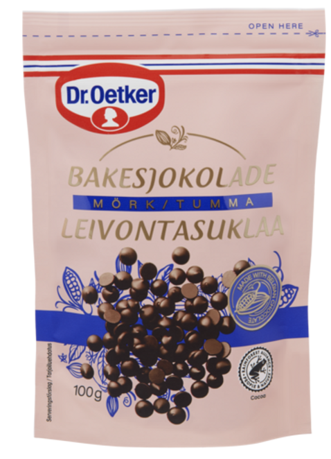 Dr. Oetker Tumšās šokolādes gabaliņi cepšanai 100g